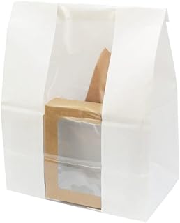 Long White SOS Bag with Window (Case of 500), PacknWood - Recyclable Paper Bags for Packaging (7.1" x 4.3" x 10.4") 210SOS13BLF