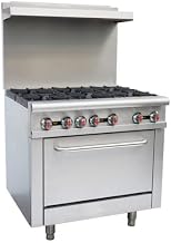 COMMERCIAL 6 BURNER 36" GAS RANGE WITH OVEN LIQUID PROPANE (LP) 30,000 BTU EACH OMCAN 46151