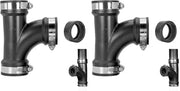 Fernco 2" Flexible PVC Tee Includes Optional 1.5" Reducer Bushing for DWV Cast Iron, Steel and Plastic Pipe Connections (Pack of 2)