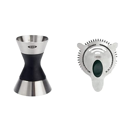 OXO Double Jigger + Cocktail Strainer / Standard / Silver Jiggers