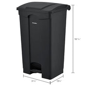 Indoor Rectangular Step On Trash Can with Flat Lid by Global Industrial – 23 gallon, 23.0 gallons, Plastic, Black, Model EK61318-87L