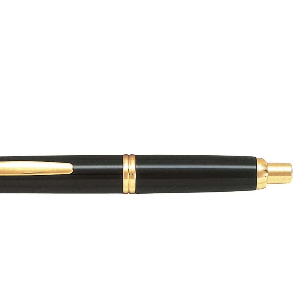 Capless Medium Retractable Fountain Pen with Gold Trim by PILOT – 1 Count (Pack of 1), Metal, Black, Model 604100101