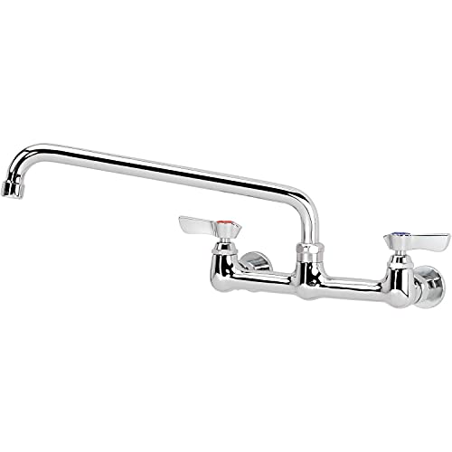 Silver Series 8" Center Wall Mount Faucet by Krowne – 18"L x 12"W x 2"H, Brass, Silver, Model 12-816L