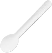 Vegware Compostable Paper Teaspoon - 115mm 4 1/2" (Case 1000) | Fully compostable construction provides an eco-friendly dining solution for hot drinks, soups, and busy commercial catering.