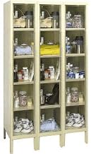 Global Clear View Locker Five Tier 12x18x12-15 Doors Unassembled - Tan