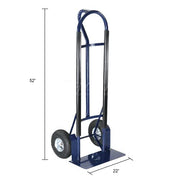 Industrial Strength Steel Hand Truck with Loop Handle by Global Industrial – 51.77"L x 22"W x 52"H, Alloy Steel, Blue, Model 585283