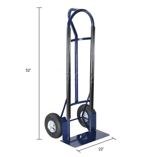 Industrial Strength Steel Hand Truck with Loop Handle by Global Industrial – 51.77"L x 22"W x 52"H, Alloy Steel, Blue, Model 585283