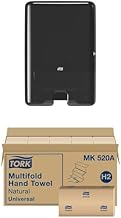 Xpress Multifold Hand Towel Dispenser Black H2, One-at-a-Time Dispensing, Elevation Range, 553028 + Tork Multifold Hand Towel, Natural, 100% Recycled, FSC Certified, Compatible with H2