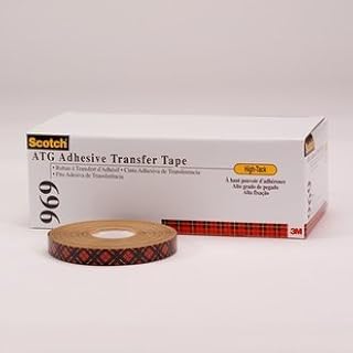3M Scotch 969 Acrylic ATG Adhesive Transfer Tape, 180 Degree F Performance Temperature, 5 mil Thick, 36 yds Length x 2" Width, Clear