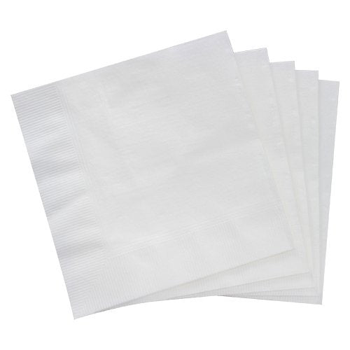 [3000 ct - 5 x 5] Premium Black Cocktail Napkins - 2-ply Beverage Napkins for Bars by Karat – 5" x 5", Paper, White, Model KN-B1010-2W