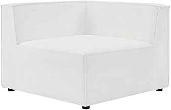 White Upholstered Sectional Sofa Corner Chair, Weather-Resistant, Cushioned Seating, Durable Frame, Modern Design, Outdoor Living Furniture