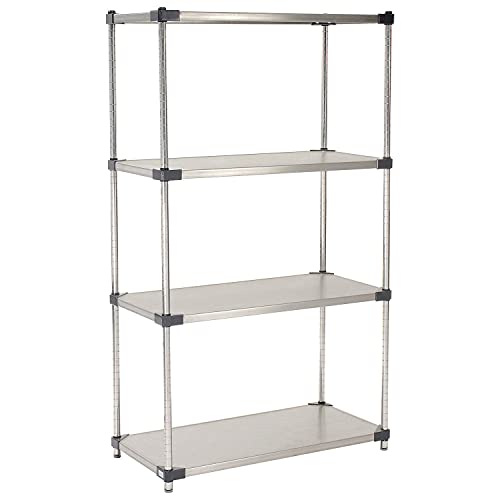 Stainless Steel Solid Shelving by Global Industrial – 24"L x 48"W x 86"H, Stainless Steel, Grey, Model 24488SS