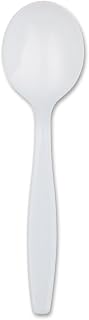 Dixie 5.75" Heavy-Weight Polystyrene Plastic Soup Spoon by GP PRO (Georgia-Pacific), White, SH207, 1,000 Count (100 Spoons Per Box, 10 Boxes Per Case) - Packaging May Vary