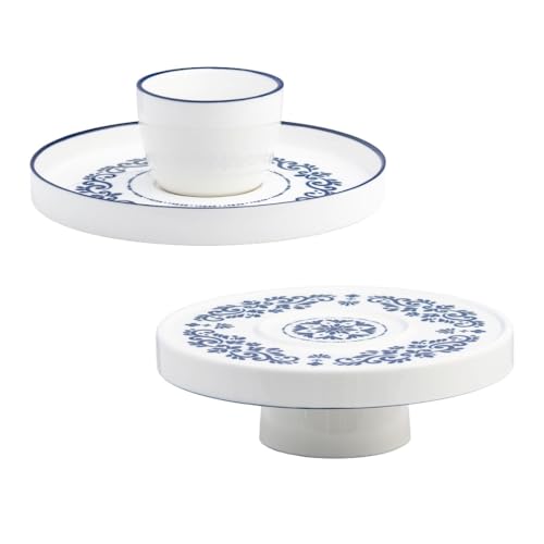 10 Strawberry Street Multiway Server - Chip & Dip/Cake Stand / Talavera Blue / 1 Serveware Accessories