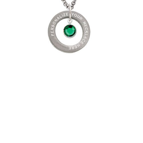 Crystal Green Channel Drop Custom Engraved Affirmation Ring Necklace by Delight Jewelry – Crystal, green, Model 1703-NAF-F1583-C6506-F2409-CUSTOM