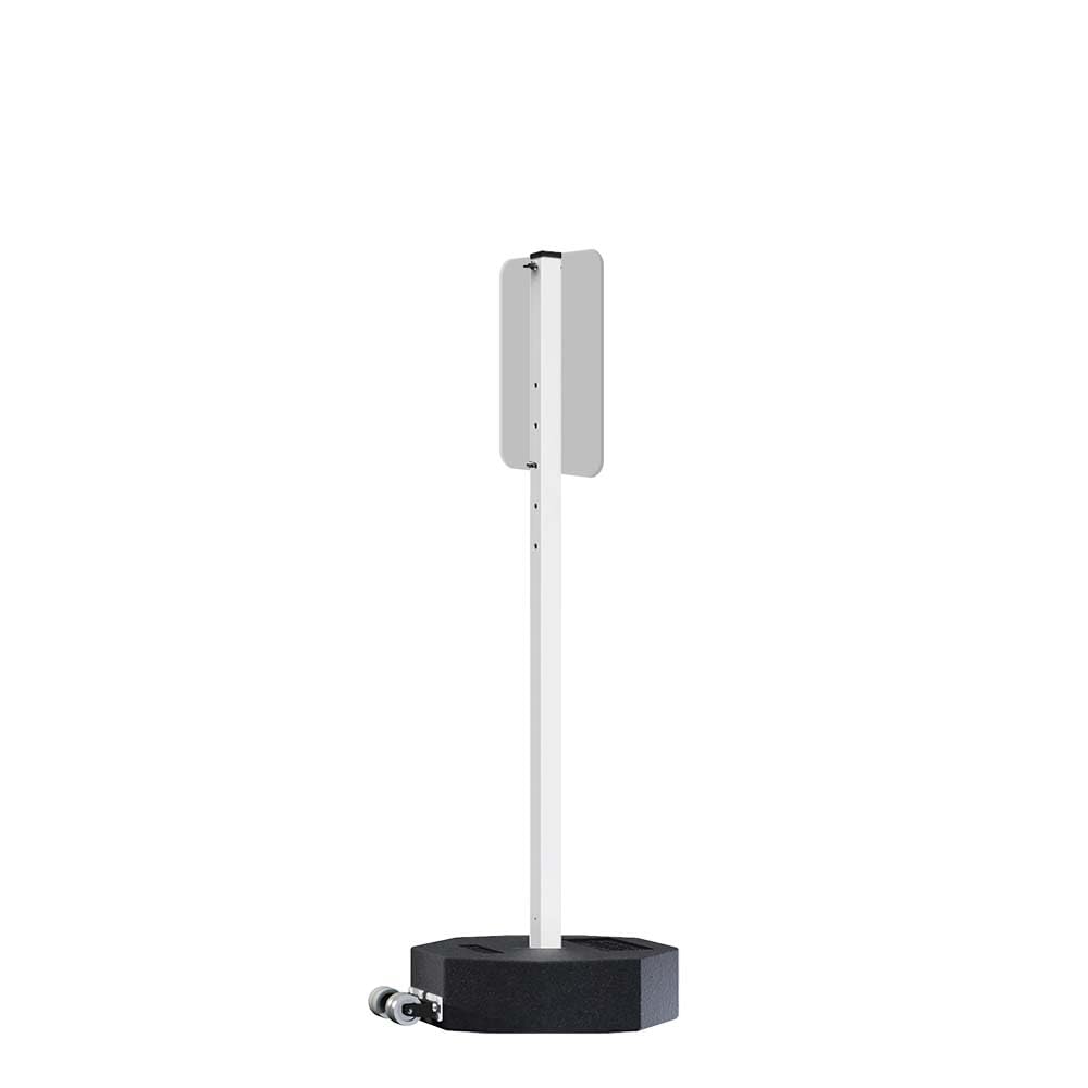 Wheeled Recycled Rubber Base Portable Sign Stand System by Plasticade – White