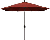 California Umbrella 11' Round Aluminum Market Umbrella, Crank Lift, Collar Tilt, Bronze Pole, Sunbrella Terracotta