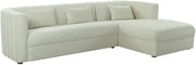 TOV Furniture Callie 29.5" H RAF Velvet Upholstered/Wood Sectional in Cream