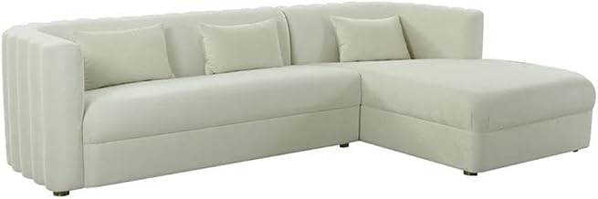 TOV Furniture Callie 29.5" H RAF Velvet Upholstered/Wood Sectional in Cream