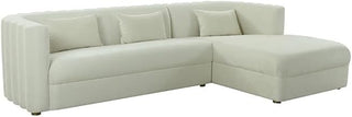 TOV Furniture Callie 29.5" H RAF Velvet Upholstered/Wood Sectional in Cream