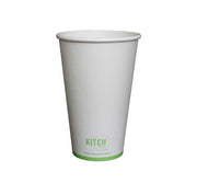 White Compostable Paper Hot Cup by KITCH24/7 – 16.0 fluid_ounces, Paper, White, Pack of 1000, Model KC-SC16W