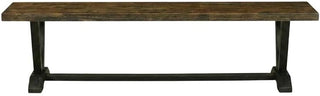 Furnifact Solid Wood Dining Bench with V-Style Base, Wood Bench Seat for Dining Table, Kitchen Table, or Dining Room, Dark Brown