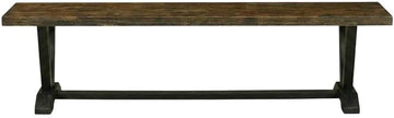 Furnifact Solid Wood Dining Bench with V-Style Base, Wood Bench Seat for Dining Table, Kitchen Table, or Dining Room, Dark Brown