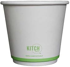 KITCH24/7 White Compostable Squat Smooth Insulated Hot Cup, 8 Ounce - 500 per case