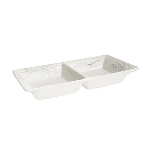 "By The Sea" 2 Section Server by American Atelier – Earthenware, White, Model Z206-2SEC