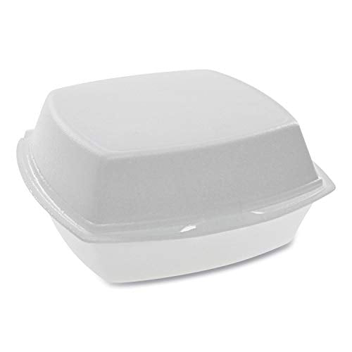 Hinged Lid Containers by PACTIV – Polystyrene, White, Pack of 500, Model YTH100800000