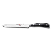 Wusthof Classic Ikon 5-Inch Serrated Utility Knife by Wüsthof – 5", High carbon stainless steel, synthetic handle, Black Serrated Utility Knife, Model 4124-7