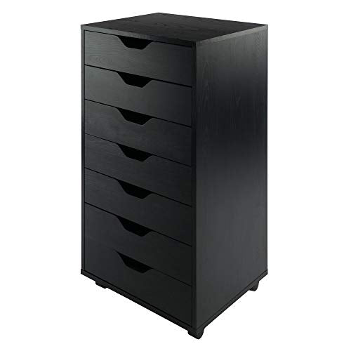 Winsome Black / 1 Door, 17 Drawers / Transitional Storage Drawer Units