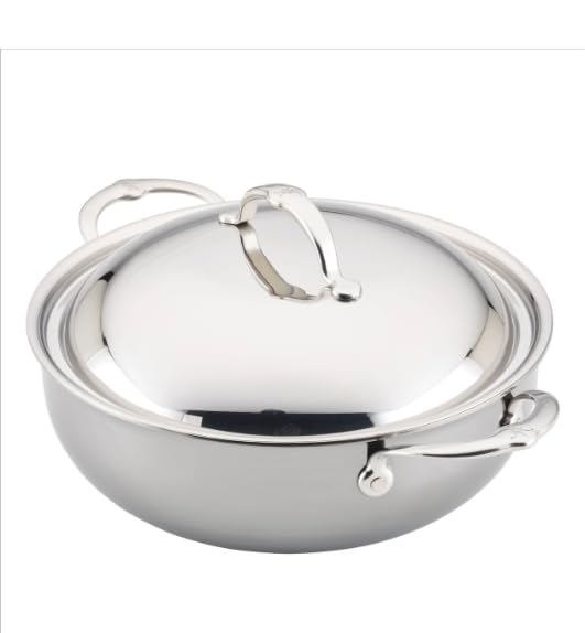 ProBond Luxe 5-Quart Polished Professional Clad Stainless Steel Dutch Oven with Lid by Hestan – Medium, 5 quarts, Stainless Steel, Silver, Model 31828