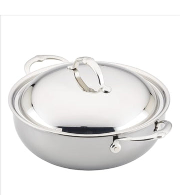ProBond Luxe 5-Quart Polished Professional Clad Stainless Steel Dutch Oven with Lid by Hestan – Medium, 5 quarts, Stainless Steel, Silver, Model 31828