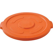 55 Gallon Plastic Trash Can Lid by Global Industrial – 27-1/2" Diameter x 2-1/2"H, 55.0 gallons, Polyethylene Resin, Bright Orange, Model 240465BOR