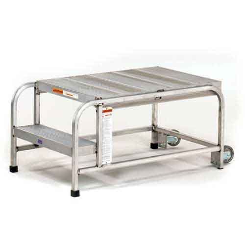 EGA Mobile Aluminum Work Platform 2-Step by EGA Products – 56"L x 27"W x 20"H, Aluminum, Mill, Model A001