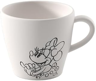 Villeroy & Boch Manufacture Rock Blanc - Mickey Mouse - Coffee Mug, White, Dishwasher Safe & Microwave Safe, Slate Look in White with Mickey Mouse Chalk Decoration, Premium Porcelain