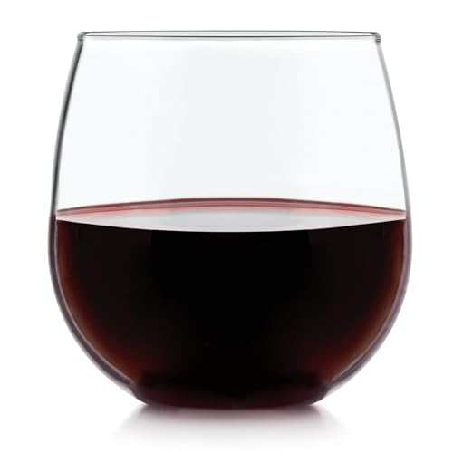 Libbey Stemless Bowl Red 8 (16.75 oz) / 8 Count / Modern Wine Glasses