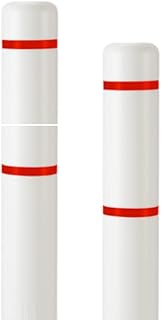 BollardGard 4" x 52" 2-Pack Bollard Cover - Innoplast (White Red Tape)