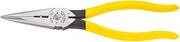KLEIN TOOLS D203-8N Needle Nose Pliers and Wire Stripper, Long Nose Side Cutters with Wire Striping Hole, Heavy Duty Alligator Pliers, 8-Inch