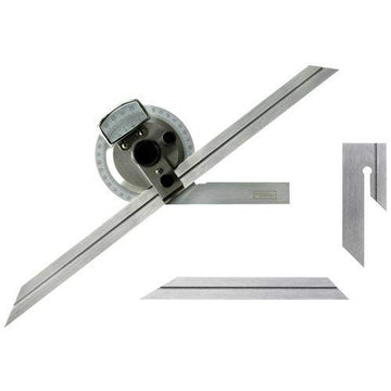 Bevel Protractor with 6" and 12" Blades by Fowler – 12.25"L x 4.5"W x 1.3"H, Stainless Steel, Gray, Model 52-440-612-0