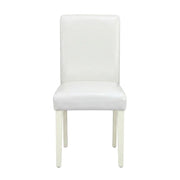Faux Leather-Upholstered Parsons Dining Chair by Furnifact – Rubberwood, Linen White, Pack of 2