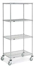 Nexel Chrome Wire Shelf Truck, 36x24x80 1200 Pound Capacity