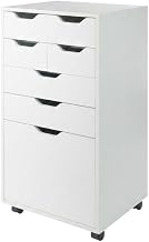 Furnifact White Tall Mobile Storage Cabinet, Multi-Storage Rolling Pantry, Contemporary Design, Durable Steel Frame, Easy Mobility and Spacious Organization