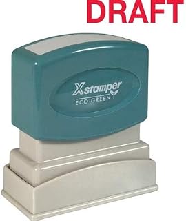 Xstamper Pre-Inked Stamp - DRAFT Message Stamp - 0.50" x 1.63" - Red