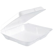 Dart 80HT1R Sm Foam Hinged Container, 8 in (Case of 200),White