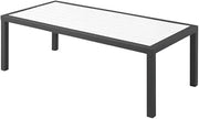 White Wood Look Accent Paneling, Outdoor Patio Aluminum Coffee Table, Contemporary Style, Durable, 47.5" Wide, 22" Deep, 16" High