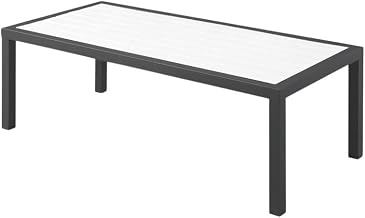 White Wood Look Accent Paneling, Outdoor Patio Aluminum Coffee Table, Contemporary Style, Durable, 47.5" Wide, 22" Deep, 16" High