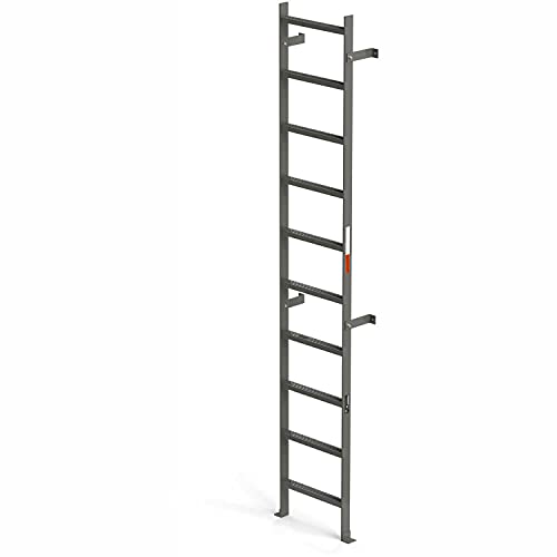 EGA VMS10 Steel Vertical Wall Mount Ladder W/O Rail Extensions by EGA Products – 8.25"L x 20.75"W x 16"H, Alloy Steel, Gray, Model MVMS10