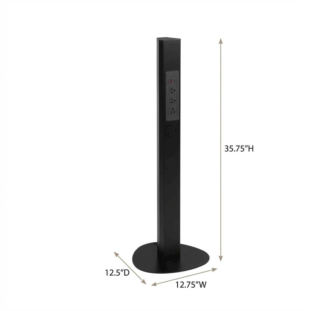 Steel Freestanding Power Station with USB Type-A by Bison office – 35.75 x 12.75 x 12.5 inches, Metal